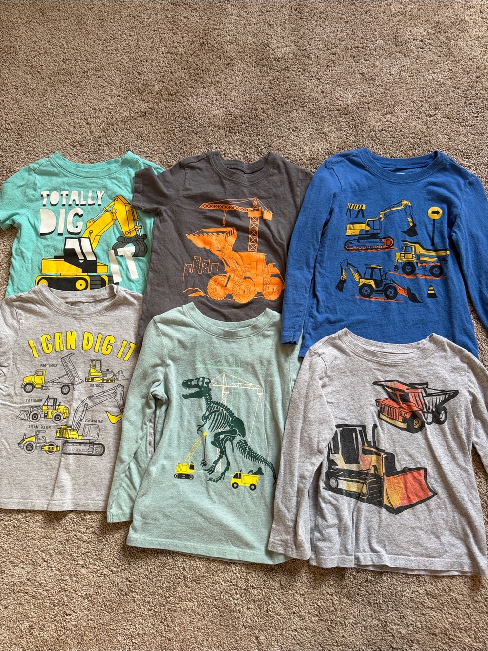 Set of 6 Short and Long-Sleeve Construction Shirts - 4T